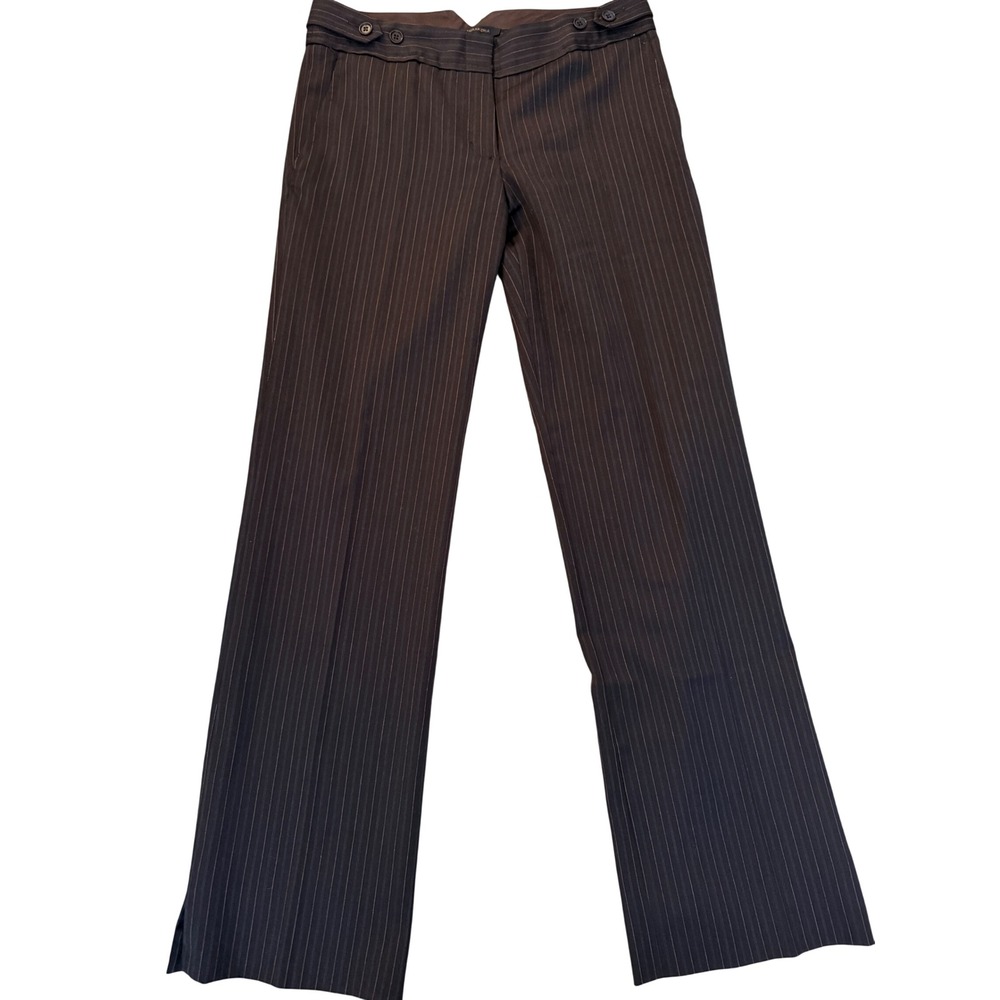 BCBGMAXAZRIA Pinstripe Pants Womens Size 4 Brown Wool Blend Dress Trousers
